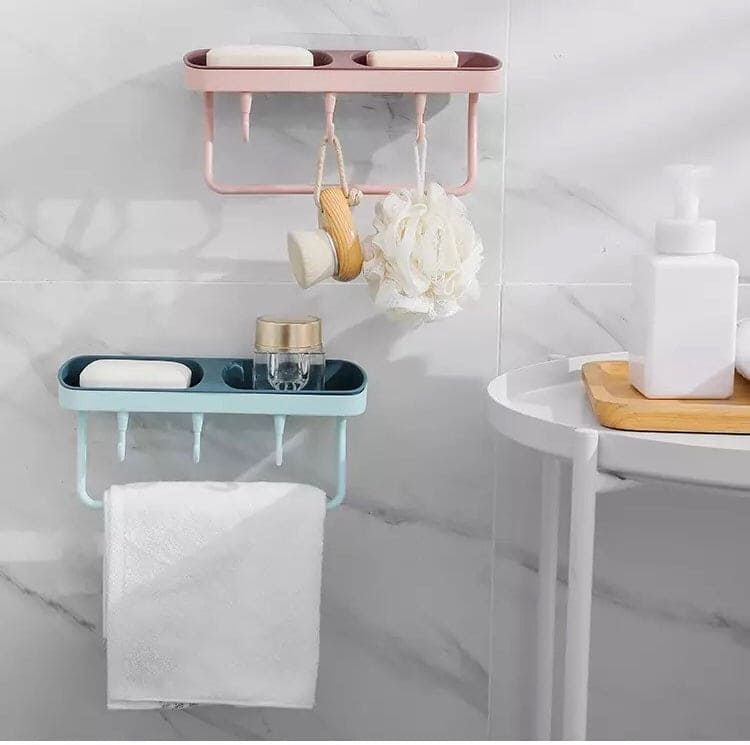 Two Grid Soap Box, Wall Mounted Soap Drain Holder, Multifunctional Bathroom Kitchen Hanging Storage Organizer, Portable Drain Suction Cup Soap Dish