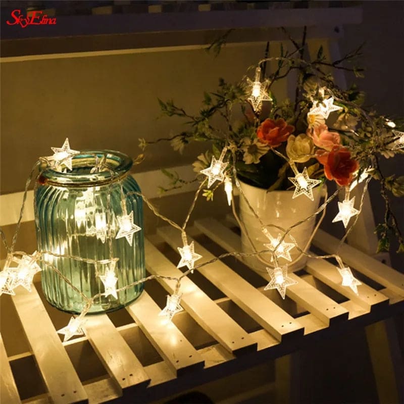 20 Led Star Lights, Star Shaped Curtain String Lights, Decoration Garl ...