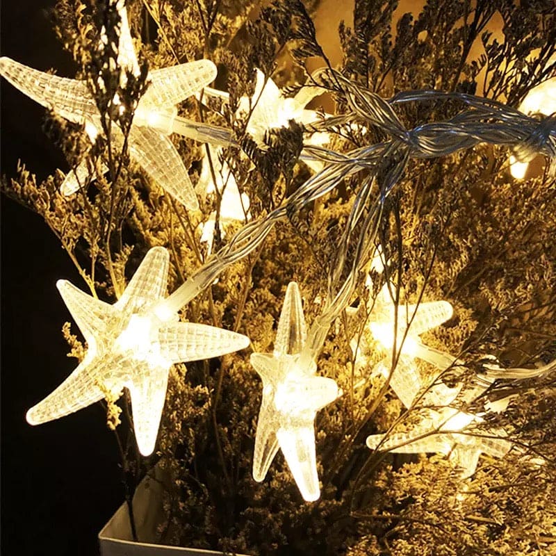 Star Fish Shell Fairy Strings Light, Garland LED Lamp For Holiday, Camping Wedding Birthday Beach Party Night