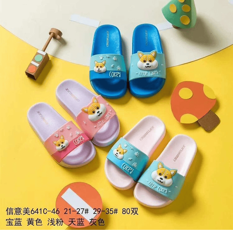 Kids Slide slippers, Cute Cartoon Beach Pool Slippers, Slippers for Baby Indoor Home, Soft Slipper, little kids slipper, Dog slide slippers