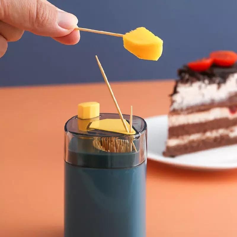 Pushup Toothpick Holder, Portable Transparent Toothpick Container, Toothpick Dispenser