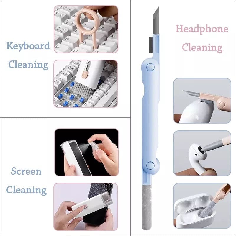 7 In 1 Cleaning Brush Set, Multifunctional Phone Keyboard Cleaning Kit, Computer Dust Cleaning, Cleaning Brush Tool for Airpods Earbud Cell Phone Laptop Camera, Multifunction Bluetooth Compatible Headset Cleaning Pen