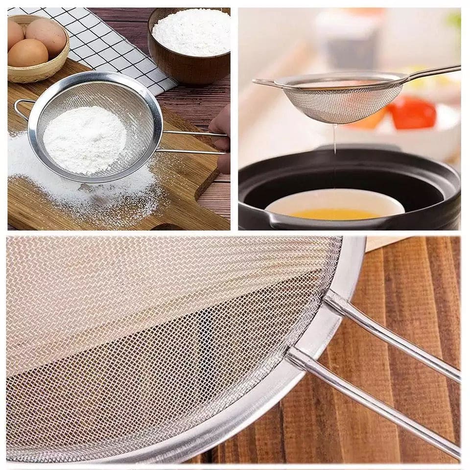 Stainless Steel Wire Fine Mesh Oil Strainer, Strainer Skimmer Mesh Sieve Colander, Kitchen Soy Milk Filter, Strainer Scoop Kitchen Mesh Colander, Juice and Tea Strainer,  Pastry Tool Kitchen Accessories