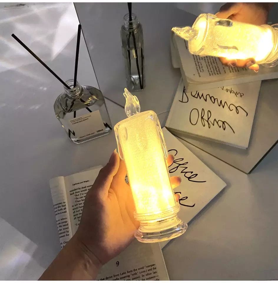 Candle Shape Electronic Lamp, Flameless Plastic Candle Tea Light, Home Decor Candle Lamp, Simulation Candle Led Small Night Lamp, Simulation Candle Led Small Night Lamp