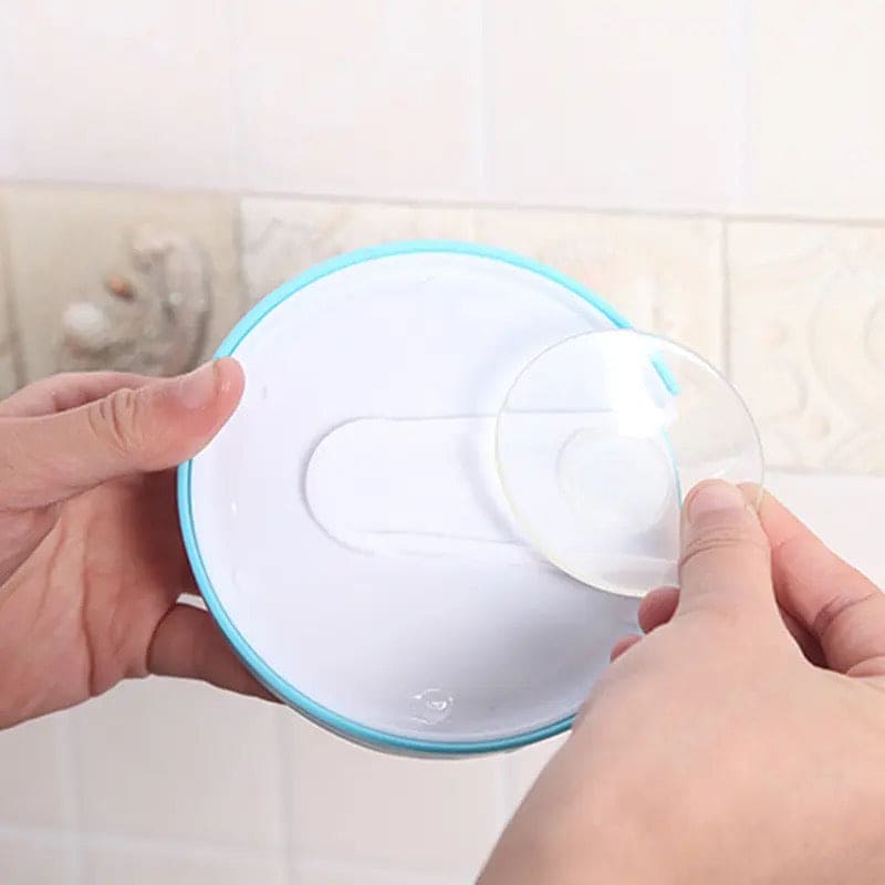 Plastic Suction Cup Soap Dish, Bathroom Sundries Storage Holder, Sucker Toothbrush Soap Box, Home Organizer Shelf Sink Sponge Holder, Multifunctional Bathroom Soap Holder, Wall Soap Dish
