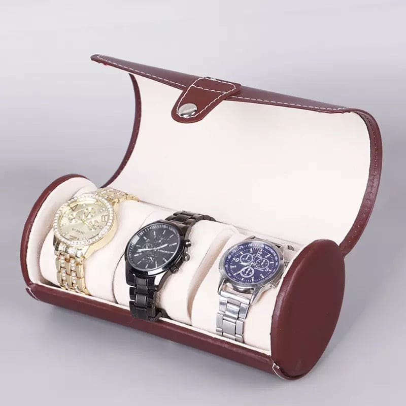 3 Slots Watch Roll Travel Case, Portable Vintage Leather Display Watch Storage Box, Watch Organizers, Wristwatch Box, Watch Roll, Portable Vintage Leather Display Watch Storage Box, Travel Watch Holder