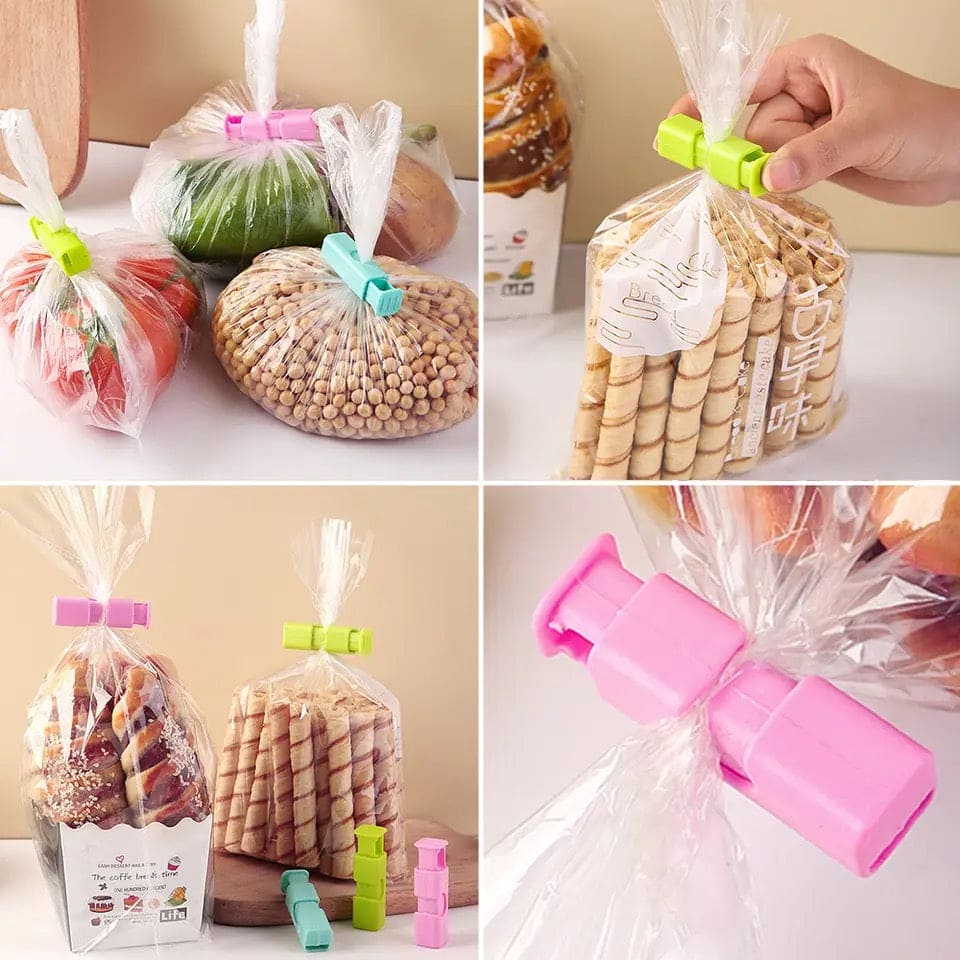 Set Of 4 Chip Sealing Clip, Multipurpose Bread Sealer, Press Spring Seal Clips, Food Bag Lock Button, Food Preservation Sealing Clips, Sealer Clamp Sealing Bag Clips,  Kitchen Clips Freezer Bag Clips, Locking Type Bag Clip