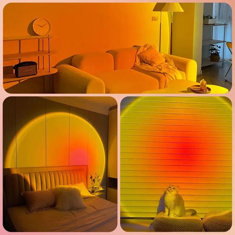 15 in 1 Rainbow Sunset Lamp, Led Projector Night Light, Rgb Controllable 360° Rotated Romantic Visual, Almunium Lens Sunset Projection Lamp, Wall Decoration USB Operate Rainbow Sunset Projector Lamp