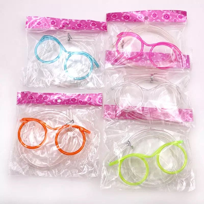 2 Pcs Silly Novelty Loop Straw Glasses Fun Loop Eye Straws