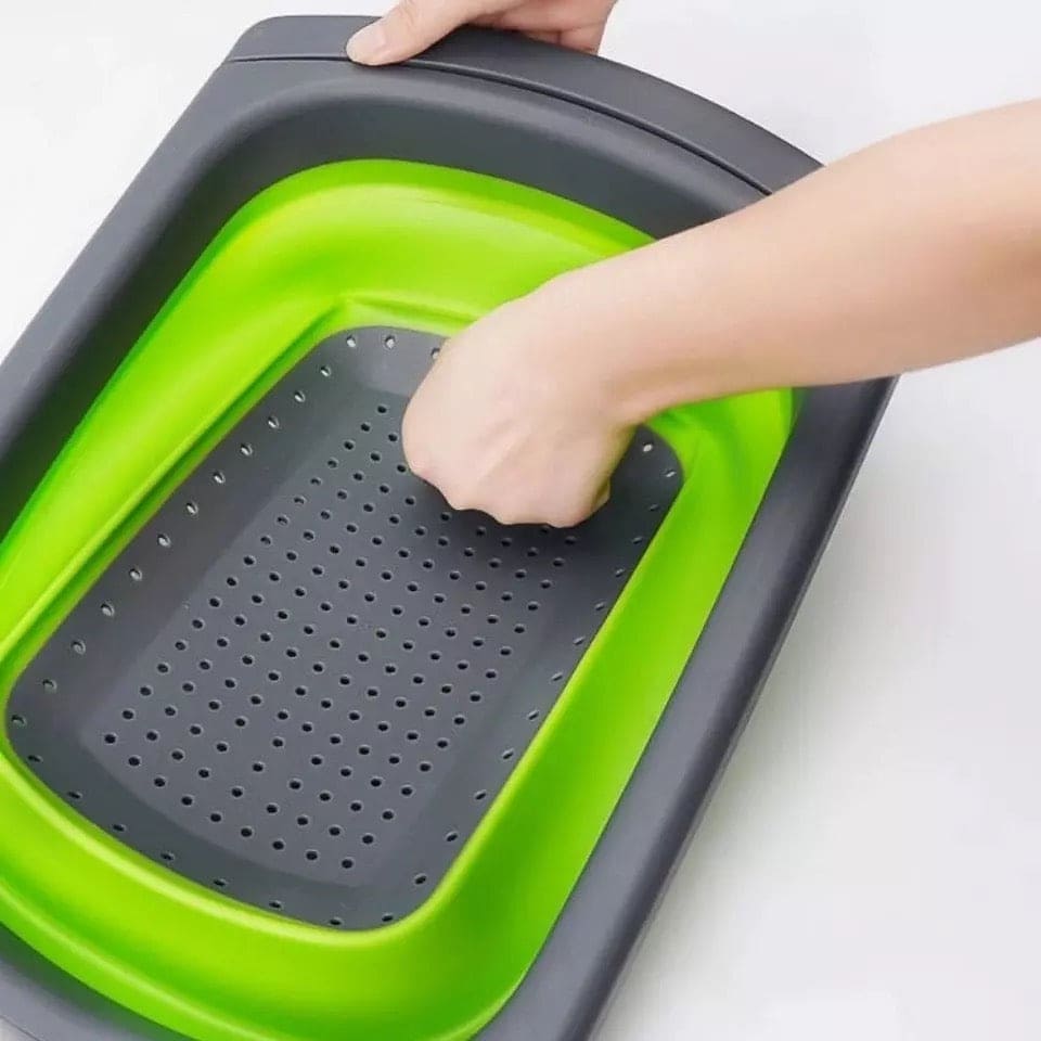 Expandable Silicon Drain Basket, Pull Rod Washing Vegetable Washing Basket, Telescopic Folding Drain Basket With Extendable Handles