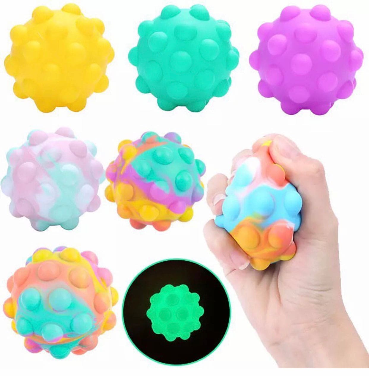 Pop It Anti-Stress Squishy Soft Balls For Kids, 3D Anti-Pressure Squeeze Pop Ball, Silicone Sensory Toys Stress Balls