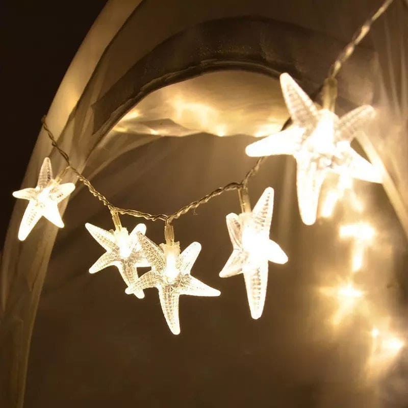 Star Fish Shell Fairy Strings Light, Garland LED Lamp For Holiday, Camping Wedding Birthday Beach Party Night