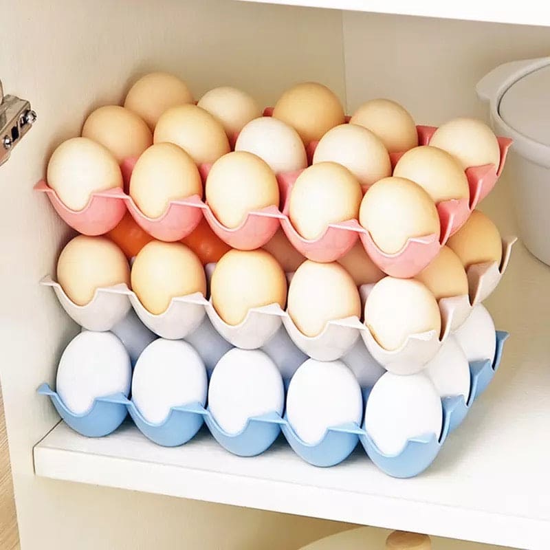 15 Grid Refrigerator Egg Storage Box, Practical Creative Eggs Holder, Plastic Tray Stackable Eggs Shelf Organizer