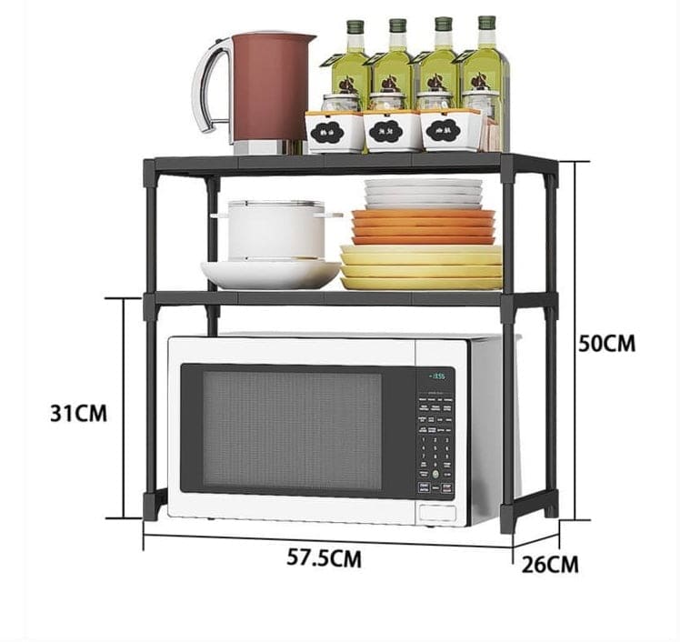 Microwave Storage Rack, Desktop Dishes Spice Food Multi Layer Storage Rack, Multifunction Kitchen Storage Rack, Metal Plastic Oven Organizer Rack