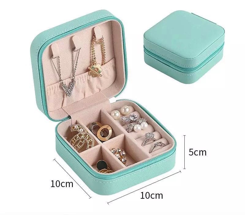 Mini Leather Square Jewellery Box, Luxury Square Cosmetic Box, Mini Travel Jewellery Box Storage Organizer,  Portable PU Leather Earring Ring Necklace Jewellery Organizer