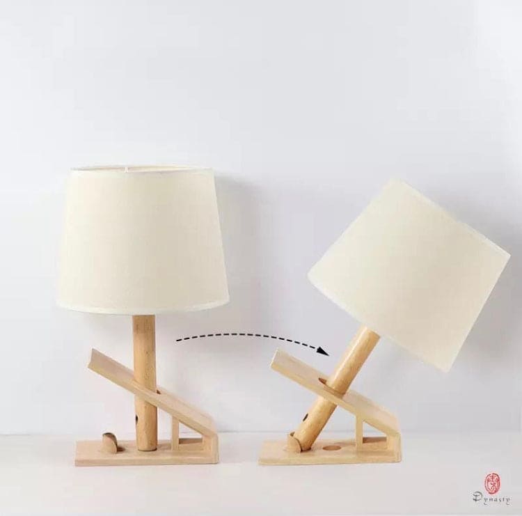 2 In 1 Bedside Wooden Lamp, Tripod Nightstand Lamps for Bedroom, Adjustable Side Night Lamp