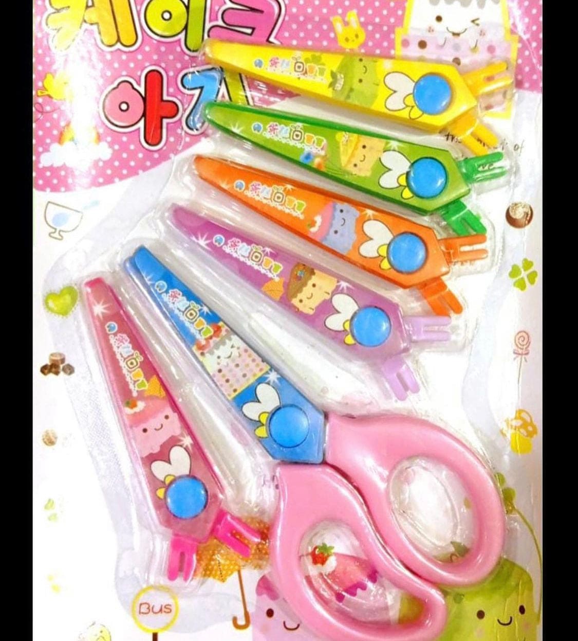 Set Of 6 Multistyle Scissor, All Plastic Children Safety Scissors, Toddler Handmade Round Head Scissors Stationary