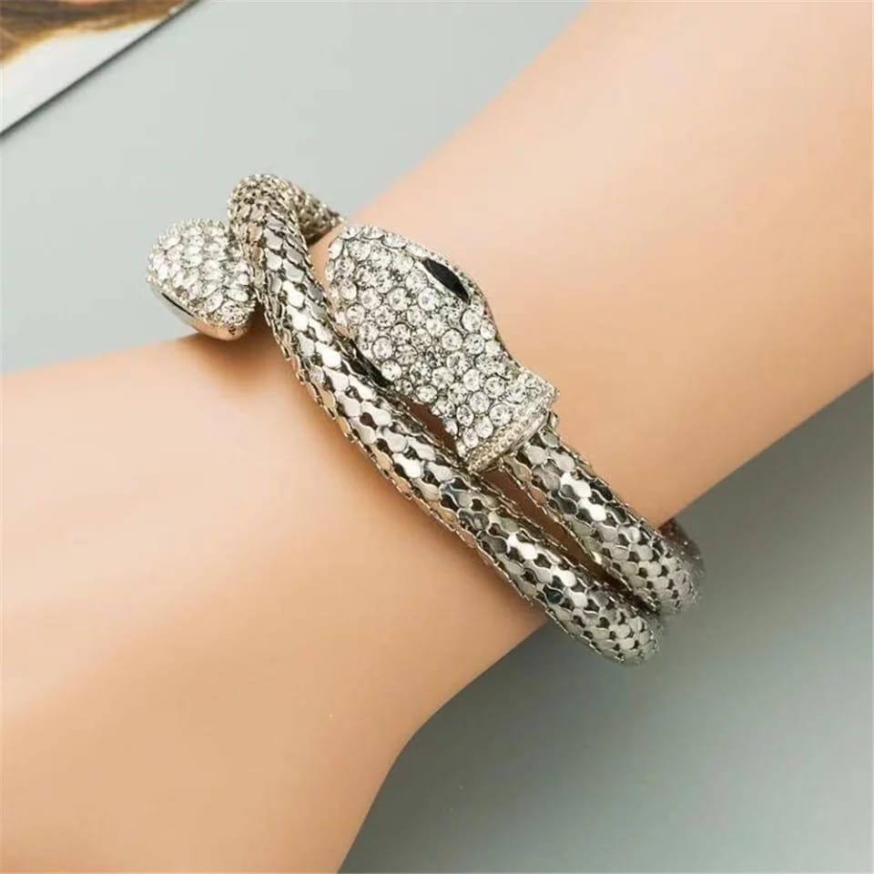 Silver Adjustable Snake Bracelet, Snake Bracelet Jewelry for Women