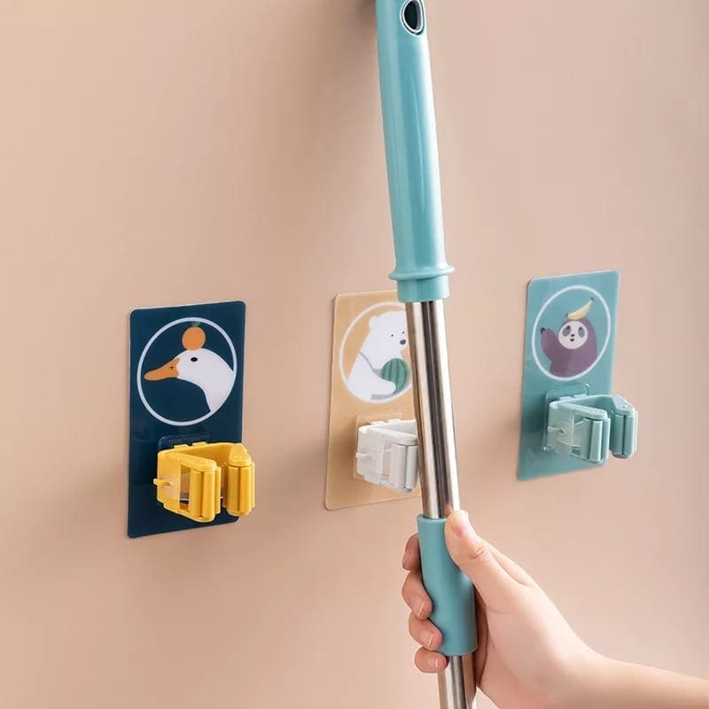Cartoon Mop Rack, Wall Mounted Broom Holder, Toilet Brush Organizer, Mops and Broom Hanger for Bathroom