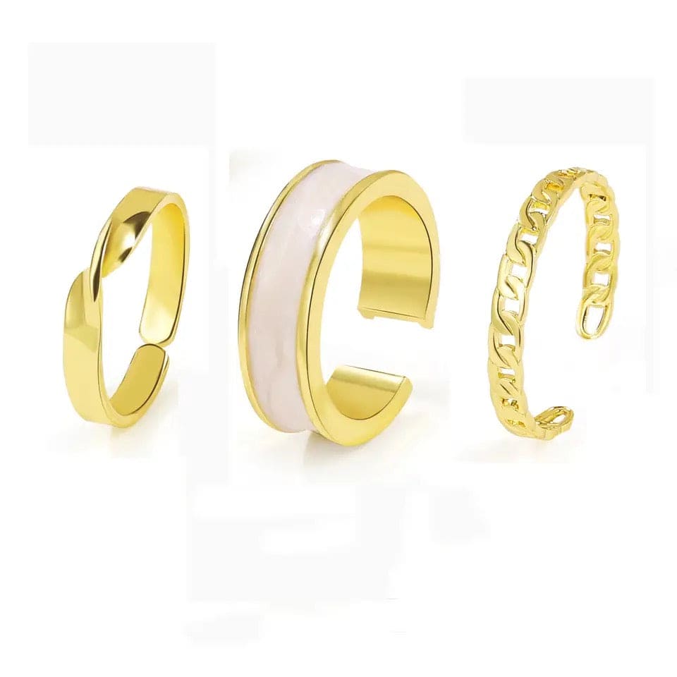 Creative Three Piece Opening Rings For Women, Hollow Round Opening Women Finger Ring, Hip Hop Cross Rings