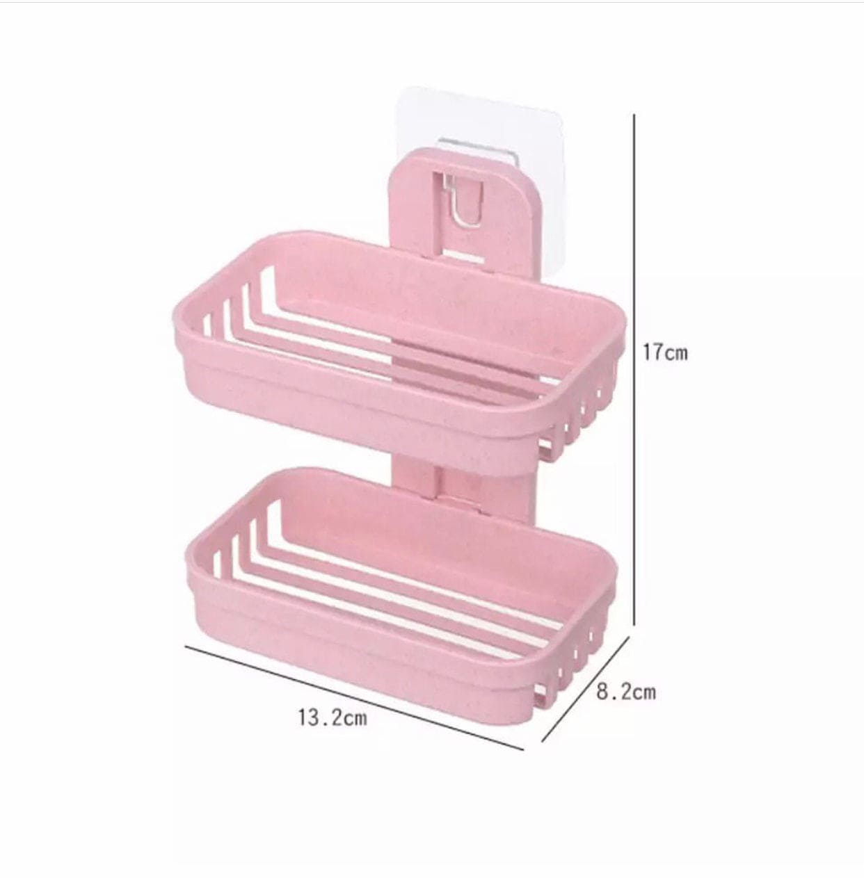 Punch Free Bathroom Suction Cup Double Shelf Soap Storage Rack, Wall Mounted Sponge Storage Rack, 2 Tier Soap And Sponge Holder With Drain