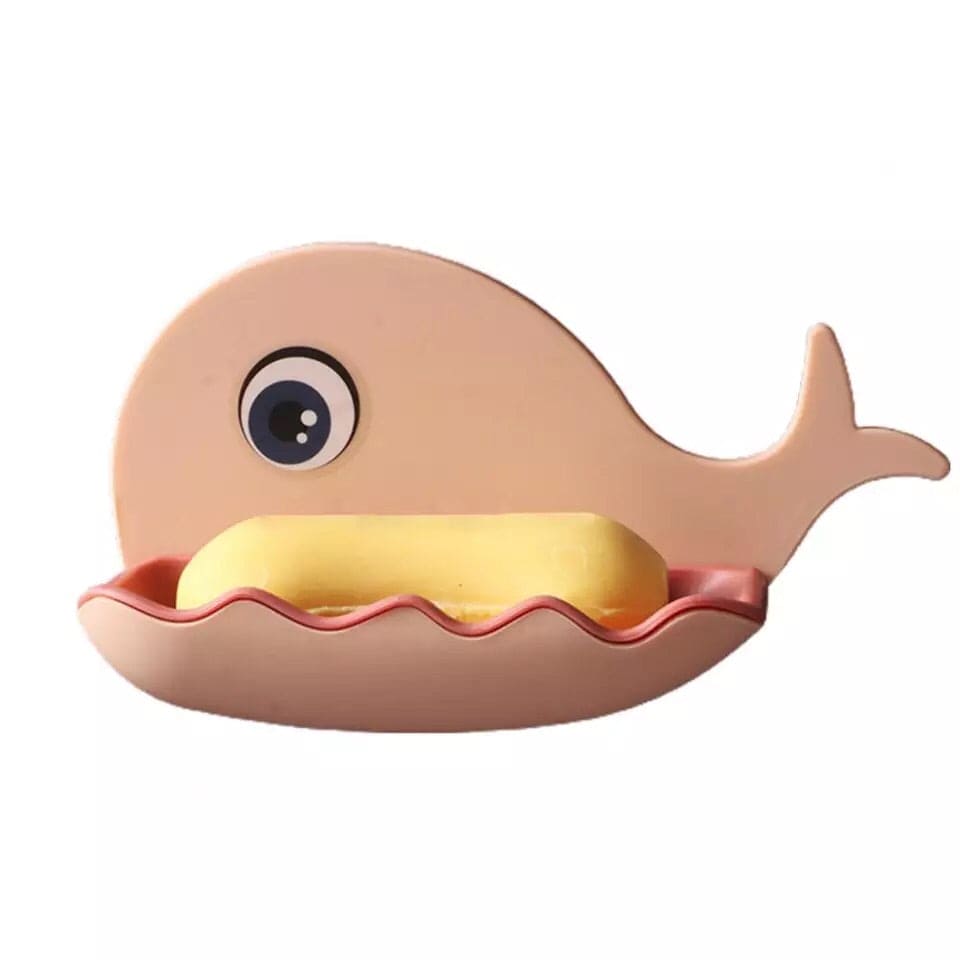 Wall-Mounted Whale Shaped Soap Holder, Hanging Bathroom Soap Tray with Suction Cup, Self Draining Soap Holder for Shower Wall