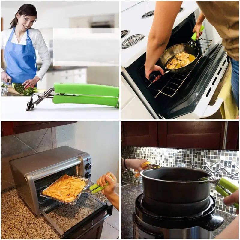 Stainless Steel Bowl Holder, Anti Hot Bowl Gripper, Silicon Handle Dish Clamp, Heat Resistant Dish Holder, Multifunction Pan Gripper, Adjustable Dish Clamp, Kitchen Insulation Tools, Steel Hot Dish Plate Bowl Clip, Anti-scald Plate Holder