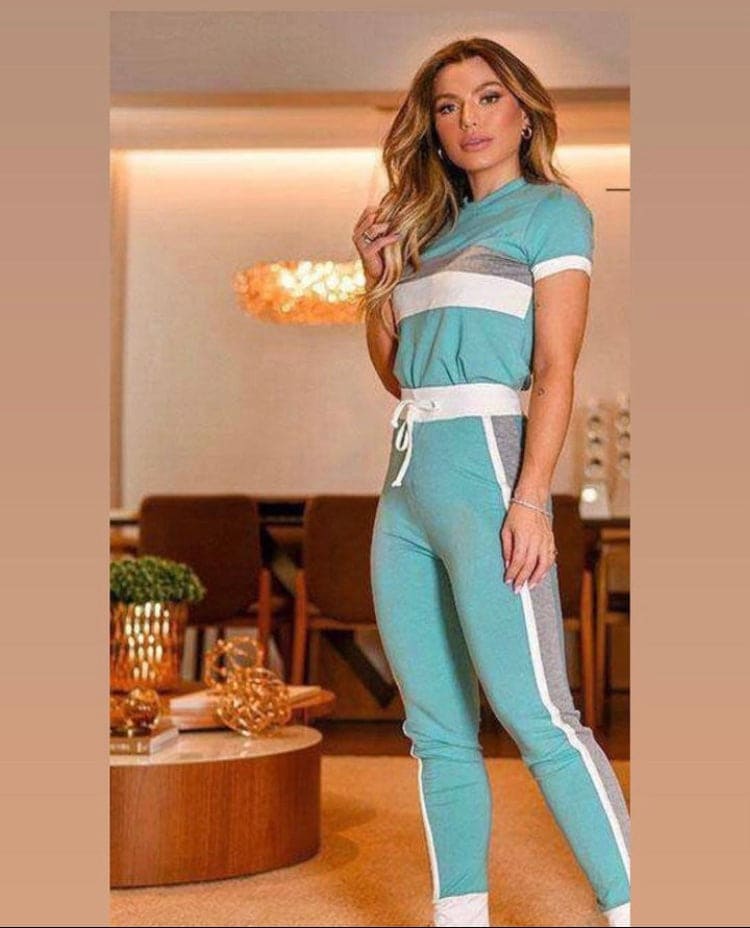 2 Pcs Women Sports Drawstring Pant Sets, Sportswear Fashionable Women's Clothing