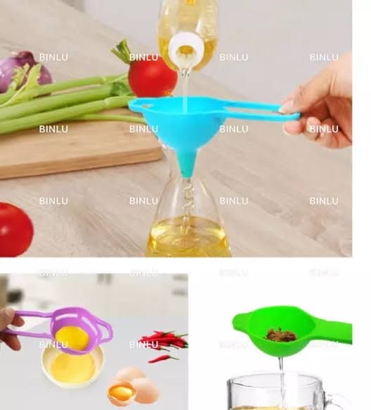 Set of 3 Egg Separator Funnel & Strainer Set, Multifunctional Egg Separator, Funnel & Strainer Set,  Household Liquid Dispensing Mini Funnel Kitchen Tools, Handy Mini Colander Sieve, Egg White Strainer Divider Filter, Kitchen Baking Strainer