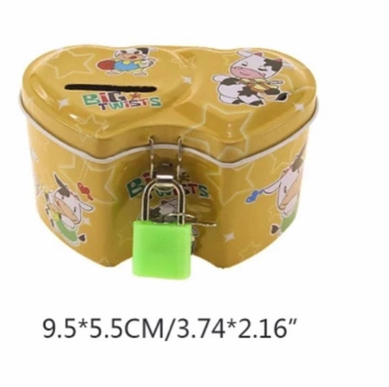 Double Heart Mini Piggy Bank, Coin Saver Box, Money Saving Box With Lock