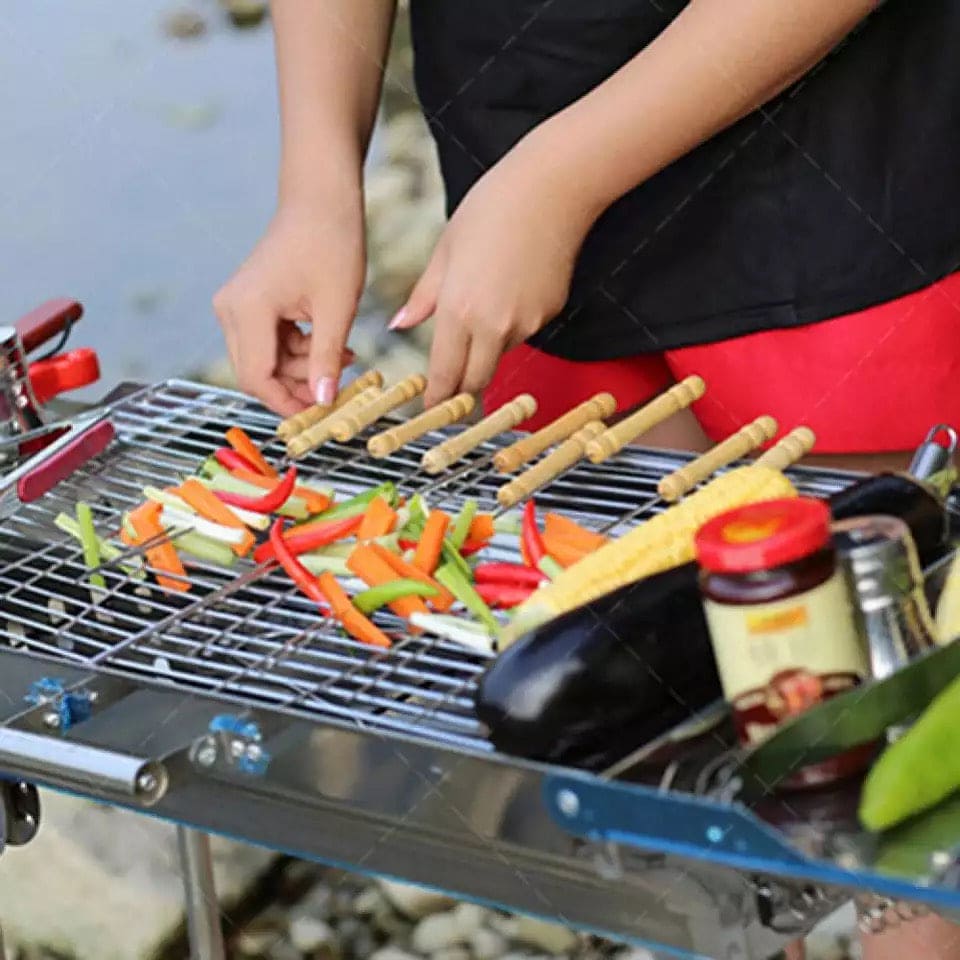 Set Of 5 Reusable BBQ Skewers, Roasting Needle Roasting Tool Brochettes Tong, Kabab Skewers Stick For Outdoor, Picnic Skewers