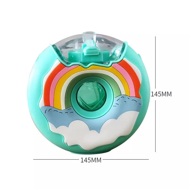 375ml Cute Doughnut Shaped Water Sipper With Straw, BPA Free Creative Round Straw Cup, Portable Anti Fall Plastic Water Cup, Toddlers Drinking Bottle With Shoulder Strap