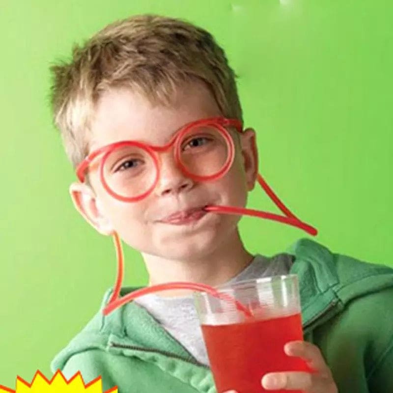 Funny Soft Flexible Straw Glasses, Plastic Drinking Straws, Crazy Fun Loop Straws, Unique Drinking Tube, Flexible Soft Drink Eyeglasses, Crazy Funky Drinking Tube For Party Supplies