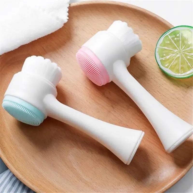 Double Sided Facial Cleanser, Silicone Face Cleansing Brush, Blackhead Removal Pore Cleaner, Exfoliator Face Massager, Silicone Face Cleansing Brush