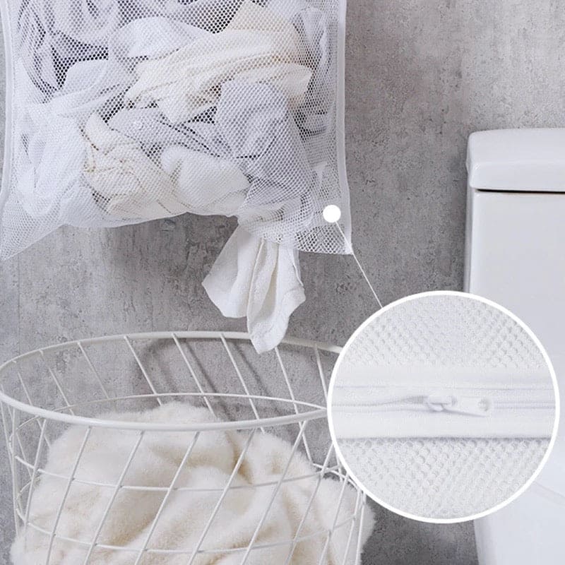 Wall-Mounted Laundry Basket, Mesh Clothes Storage Basket, Bathroom Clothes Organizer