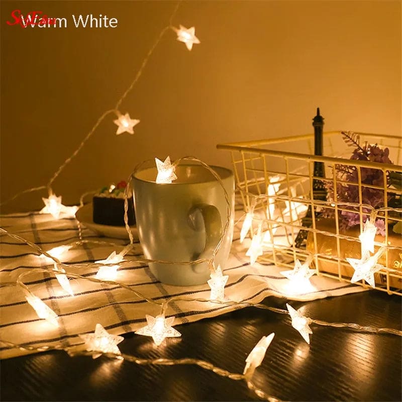 20 Led Star Lights, Star Shaped Curtain String Lights, Decoration Garland Lamp For Decoration, Outdoor Patio Decoration Twinkle Lamp