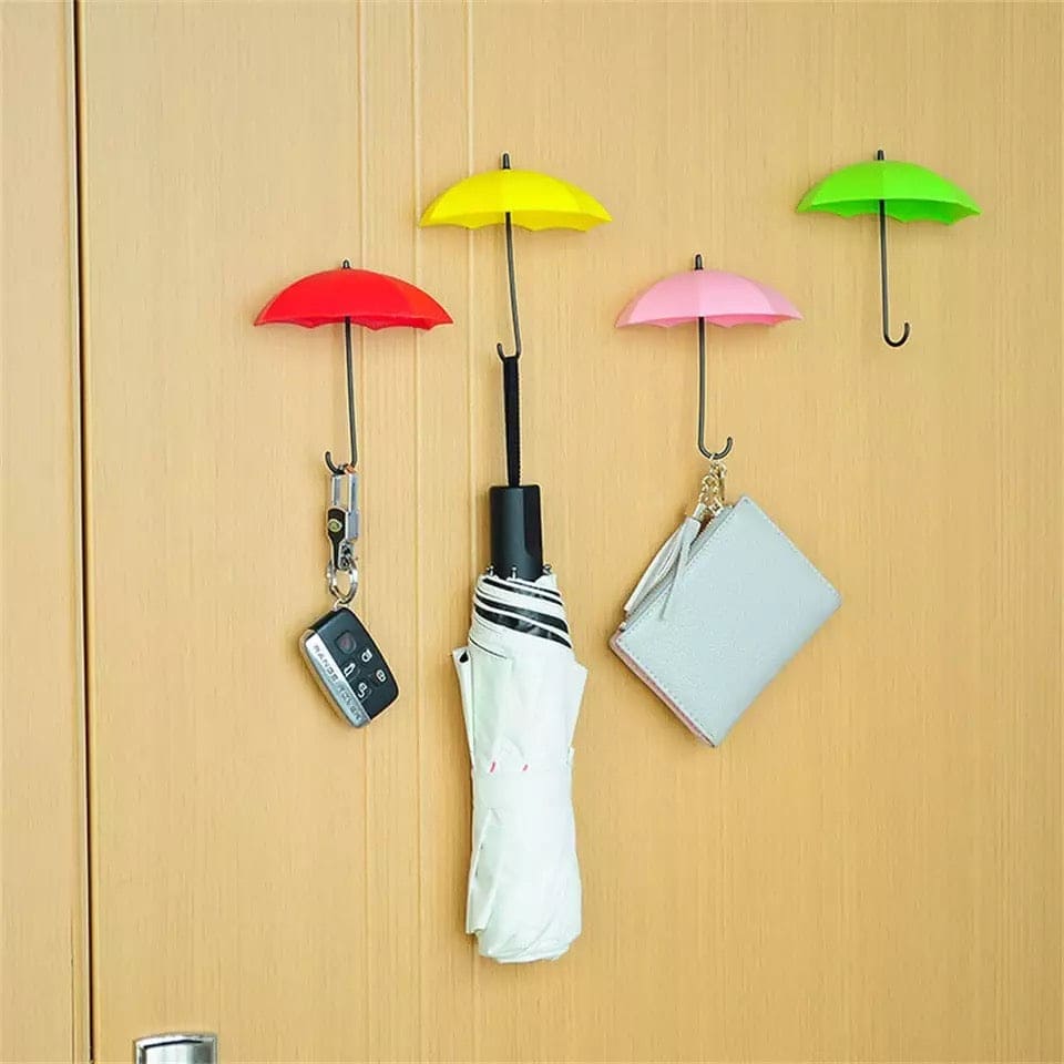 Set of 3 Creative Umbrella Self Wall Hook, Key Hair Pin Holder, Mini Umbrella Sticky Hooks, Home Decorative Hanging Hooks, Home Storage Organizer, Kitchen Bathroom Home Use Hook