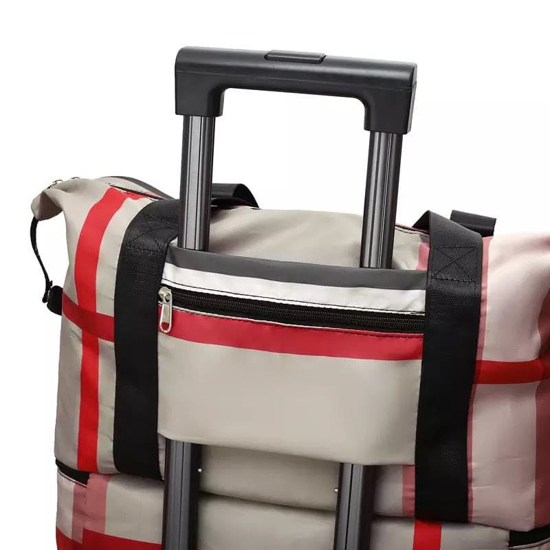 Durable Fitness Handbag, Folding Duffel Bag, Waterproof High Capacity Fashion Plaid Travel Hand Bag, Wet Dry Separation Sports Tote Bag, Women Shoulder Bags, Multifunctional Travel Bag, Convenient Foldable Travel Storage Bag