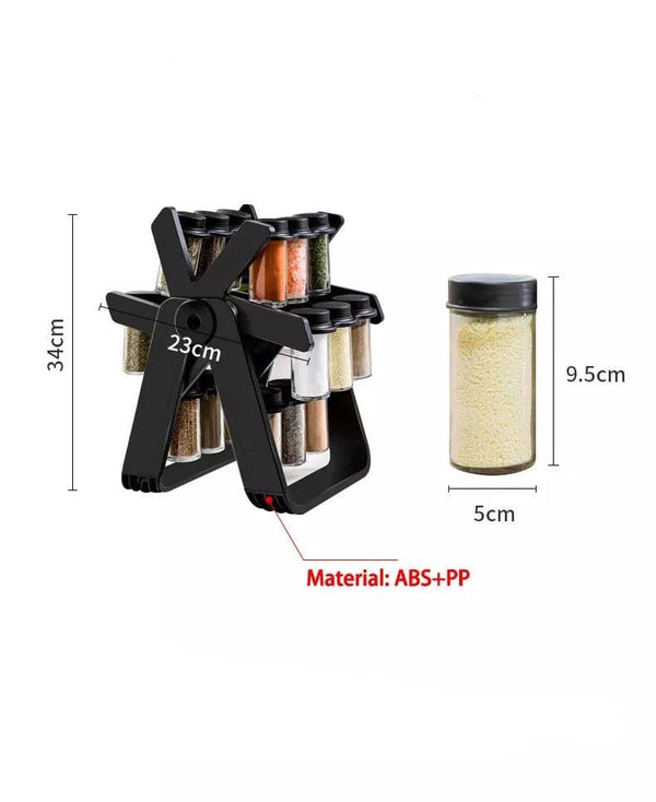 18 Pcs Spice Jar Set. Multifunctional Rotatory Seasoning Rack, Seasoni ...