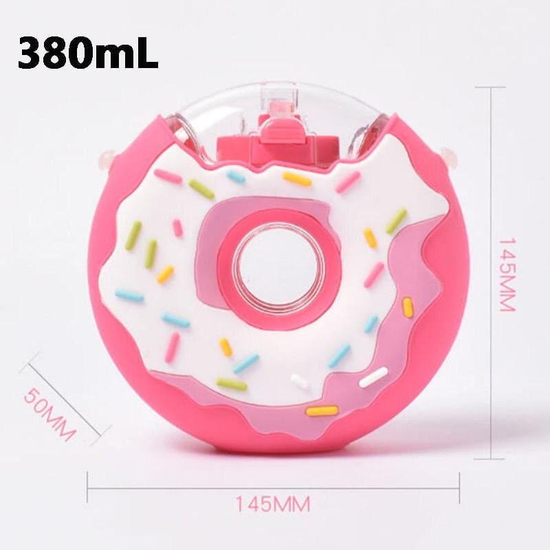 Donut Shaped Plastic Water Bottle, Double Layer Cup Detachable Straw Kettle Cup, Toddlers Drinking Bottle With Shoulder Strap