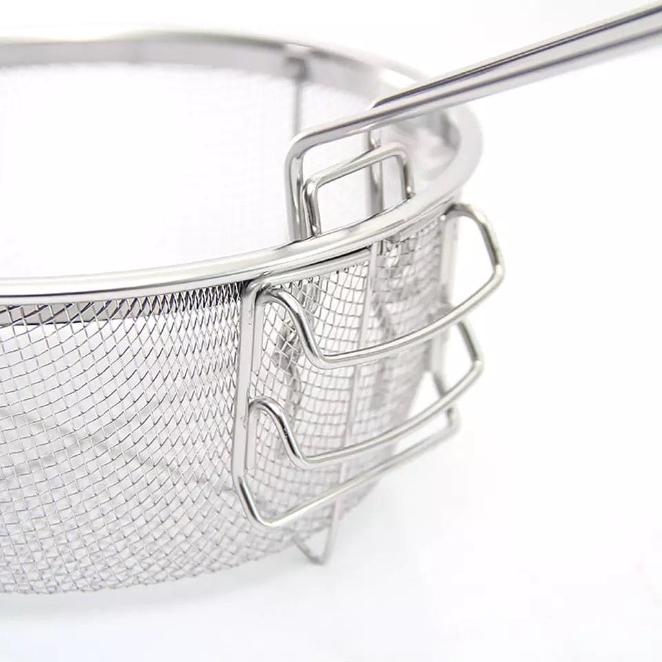 Kitchen Stainless Steel Chips Deep Fry Baskets, Food Presentation Strainer, Potato Chef Colander Tool Frying French Fries Basket, Fryer Mesh Fries Skimmer, Steel Wire Handle Colander Serving Net Holder