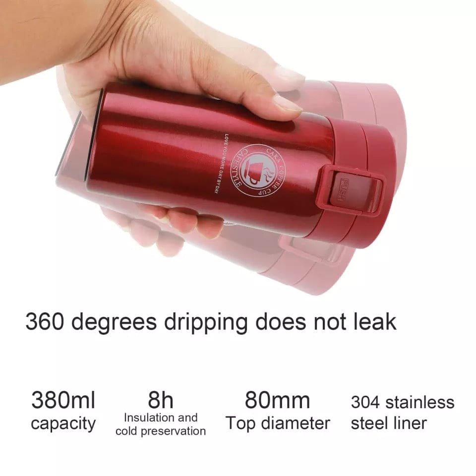 380ml Stainless Steel Travel Coffee Thermos, Insulated Travel Thermos, Water Bottle Tumbler, Portable Car Thermo Vacuum Flasks, Tea Water Bottle