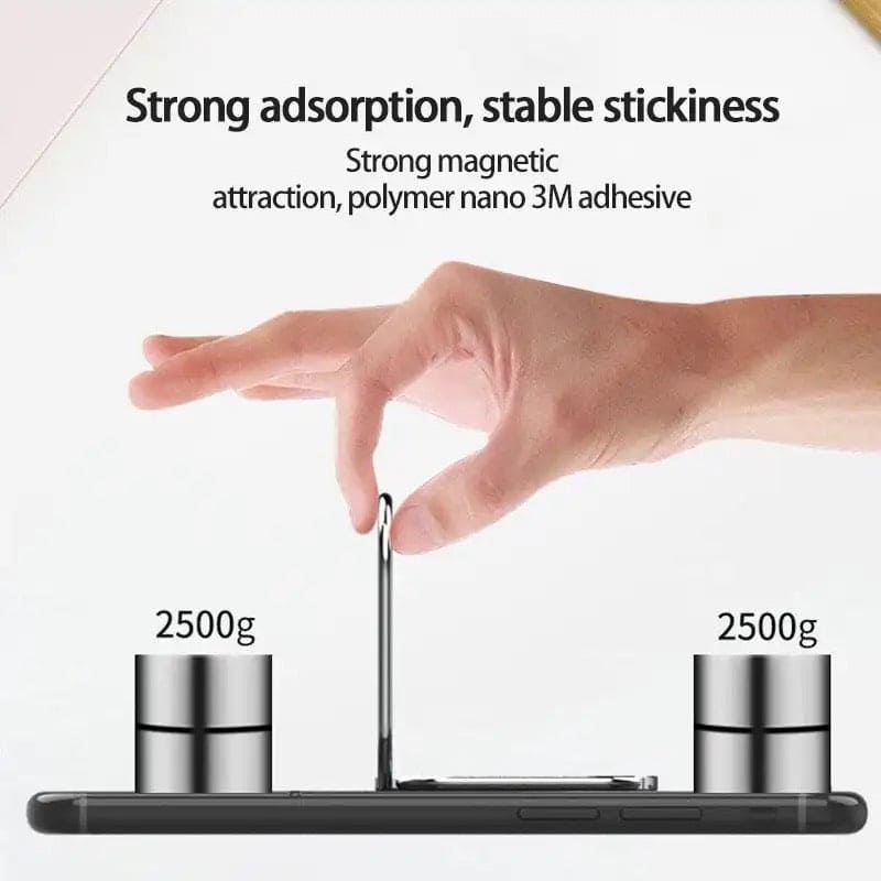 Double Magnetic Phone Holder, Foldable Desk Stand For Mobile Phone, Metal Car Phone Bracket Holder, Lazy Simplicity Convenient Stand, 360 Rotation Foldable Phone Stand, Retractable Magnetic Ring Holder