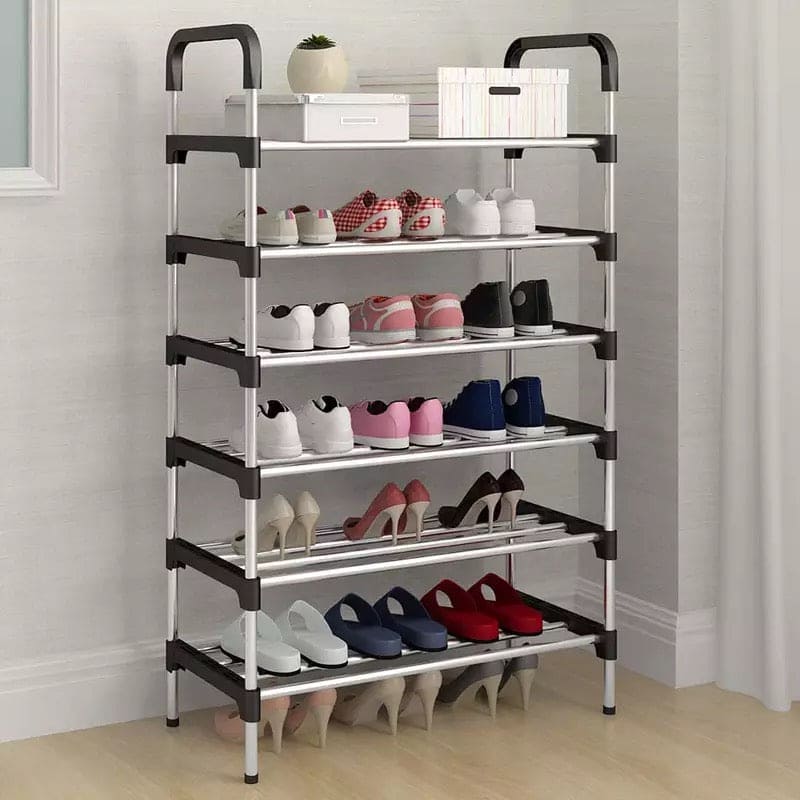 Thicken Metal 5 And 6 Layer Standing Space-Saving Shoe Storage Rack, Storage Cabinet Stand for Footwear, 6 Tier Expandable Shoe Storage Organizer