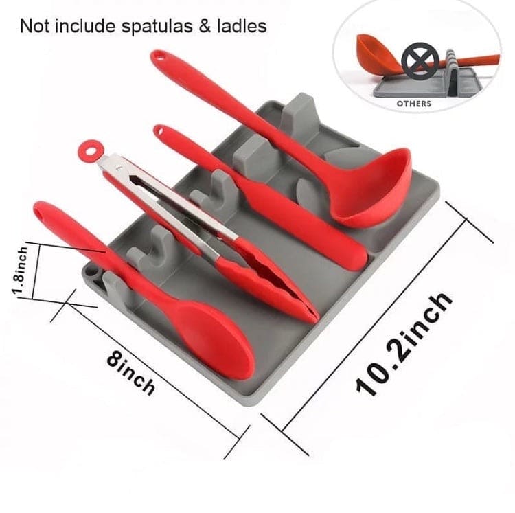 Silicone Spoon Holder, Larger Size Utensil Rest With Drip Pad For Multiple Utensils, Stove Top Ladles Tongs Tool, Food-Grade Heat-Resistant Cooking Utensil Rest, Anti-Slip Spoon Holder For Kitchen Counter