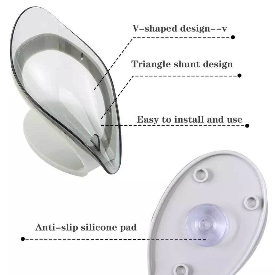 Automatic Leaf-Shaped Draining Soap Holder, Perforated Suction Cup Soap Dish, Toilet Shower Non-slip Drain Soap Case, Creative Sucker Leaf Soap Box, V Shaped Leaf Soap Holder, Transparent Leaf Soap Dish