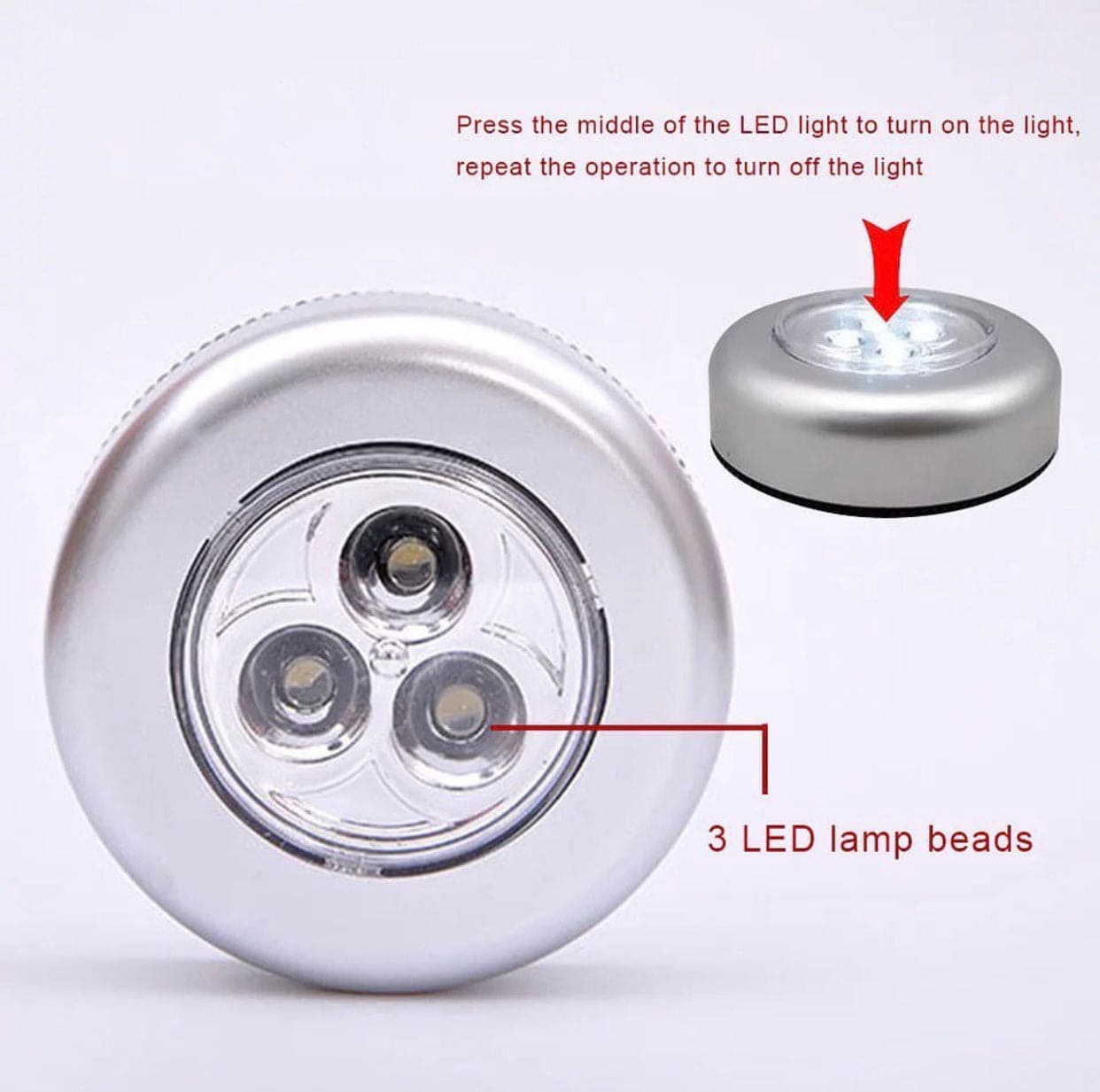 Touch Type Car Reading Light Trunk Touch And Tap Light, Creative Round Paste Type Night Light, Bedroom Beside Lamp