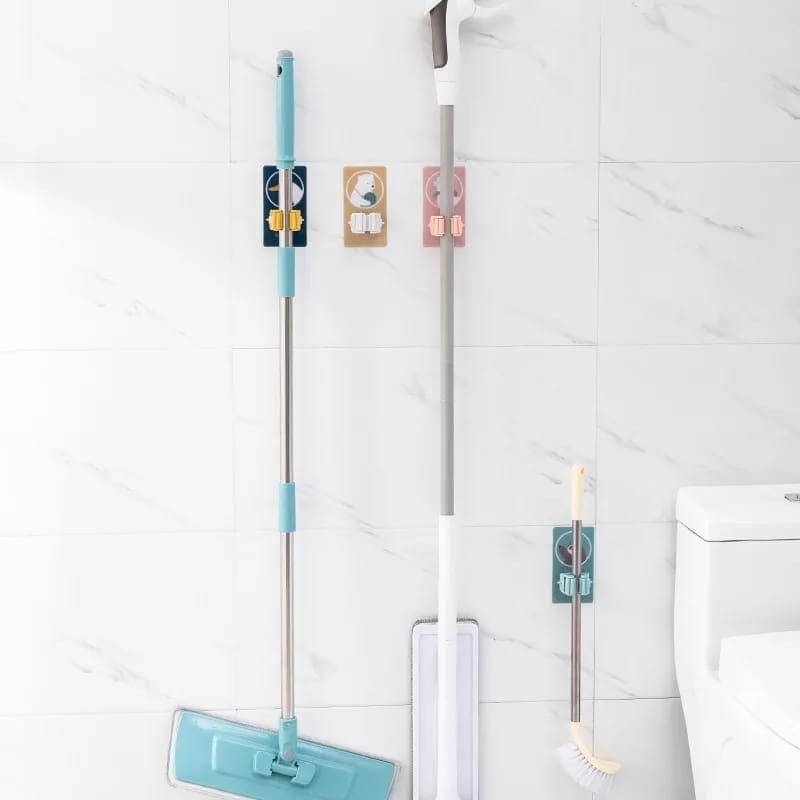 Cartoon Mop Rack, Wall Mounted Broom Holder, Toilet Brush Organizer, Mops and Broom Hanger for Bathroom