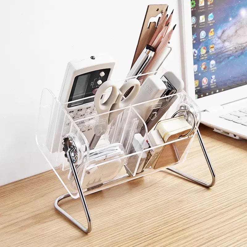 Acrylic Clear Remote Control Holder, 360 Rotating Desktop Makeup Cosmetic Storage Box, Glasses Sundries Organizer