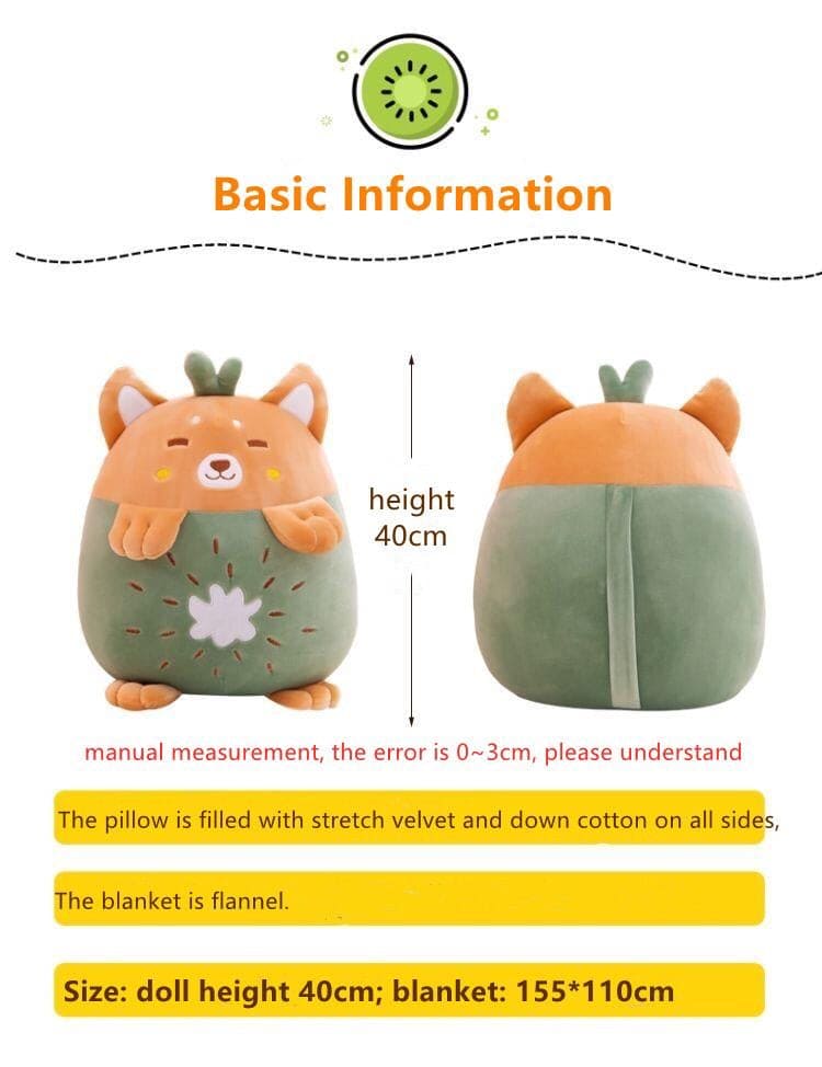 3 in 1 Fruits Plush Pillow and Hand Warmer with Blanket, Multi-purpose Pillow Plush Toy for kids, 3D Cute Warm Children's soft pillow